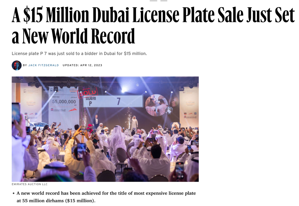 Low license plate numbers is how rich people flex in Dubai